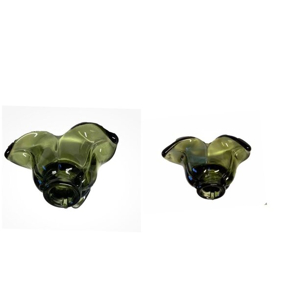 Vintage Duncan Miller Glass Candle Holders Flower Shaped - Picture 4 of 6